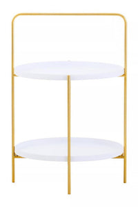 Trosa Two Tier White and Gold Side Table