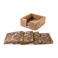 Set of 4 Wooden Berry Etched Coasters