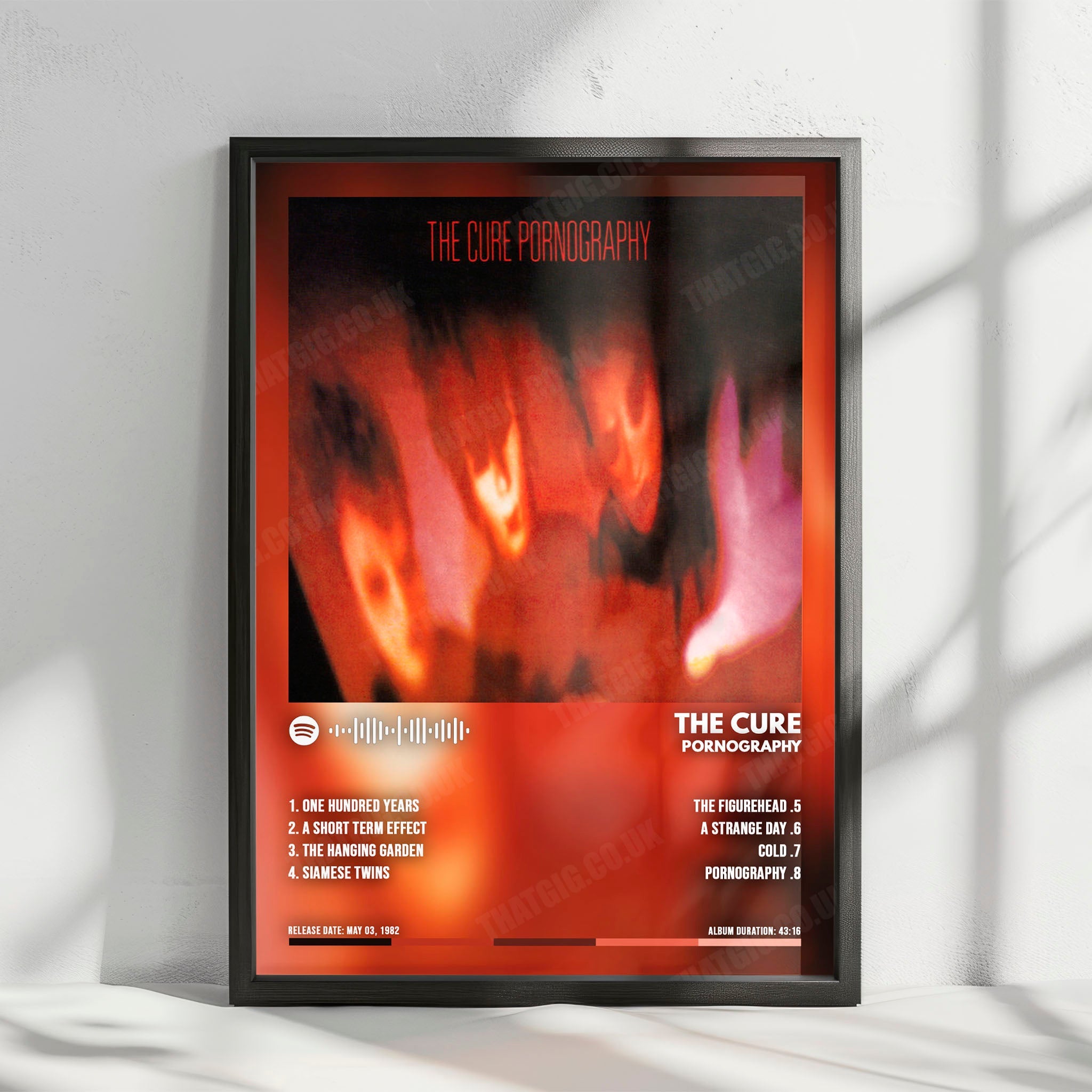 The Cure "Pornography" Album Cover Poster - with Complete Tracklist