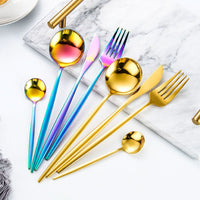 24pcs Gold or Stainless Steel, Boxed Dinnerware Set