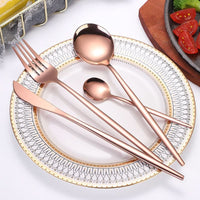 24pcs Gold or Stainless Steel, Boxed Dinnerware Set