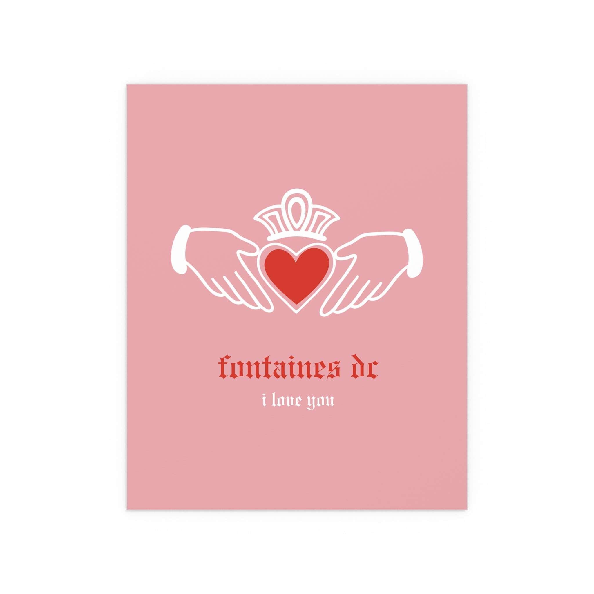 Fontaines DC - I Love You - Irish Claddagh (Pink + Red)