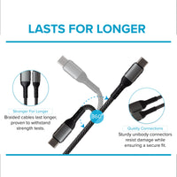 Maplin USB-C to USB-A 60W Braided Cable - Grey