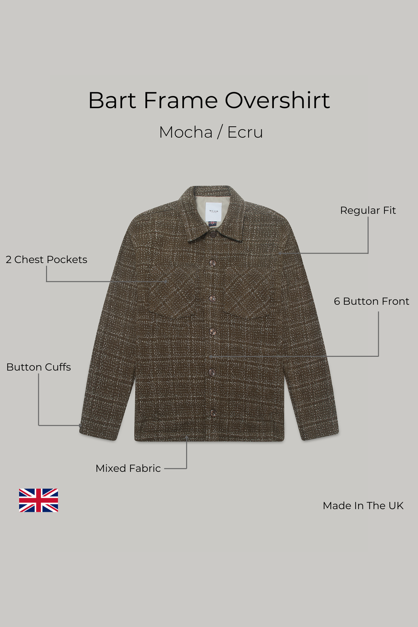 Bart Frame Overshirt - Mocha / Ecru