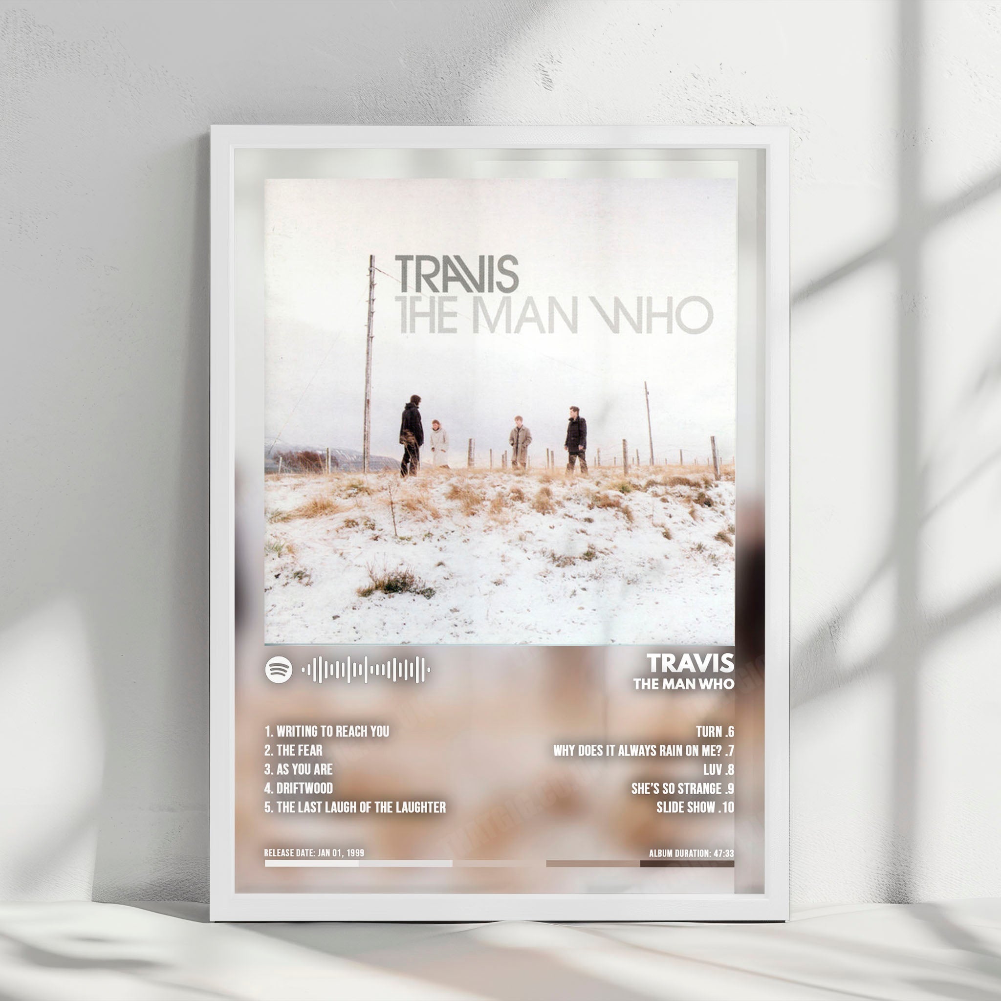Travis "The Man Who" Album Cover Poster - with Complete Tracklist