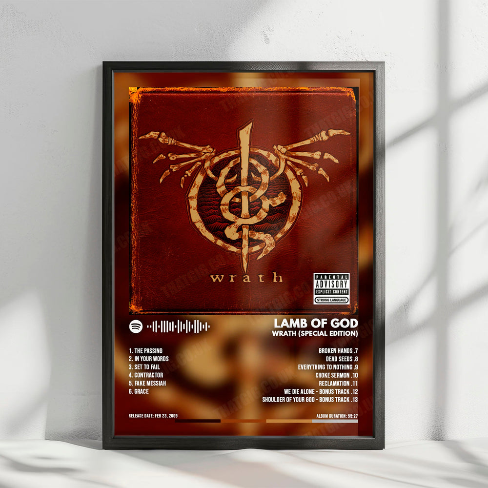 Lamb of God "Wrath  " Album Cover Poster - with Complete Tracklist