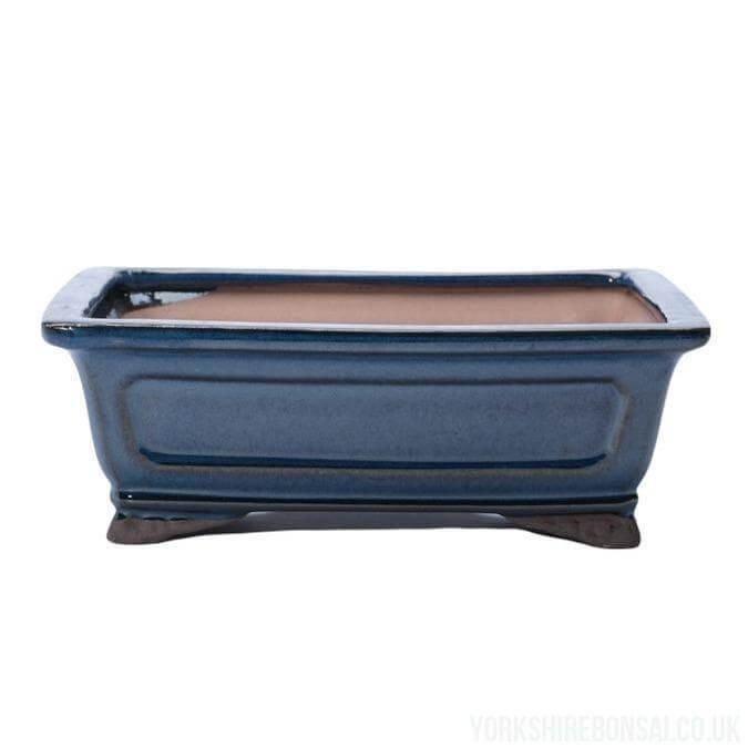 26cm Glazed Bonsai Pot | Rectangle | 26cm x 21cm x 9cm | Blue
