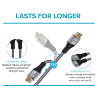 Maplin HDMI to HDMI V2.0 4K Ultra HD 60fps Braided Cable with Ethernet - Silver, 1.5m