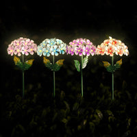 Solar Floral Garden Stake Lights Metal Flowers 4pc