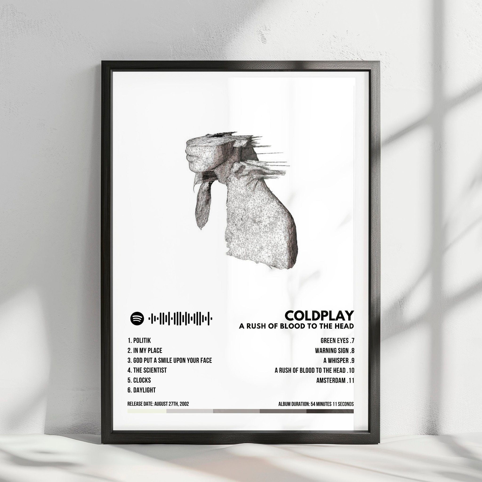 Coldplay "A Rush Of Blood To The Head" Album Cover Poster - with Complete Tracklist