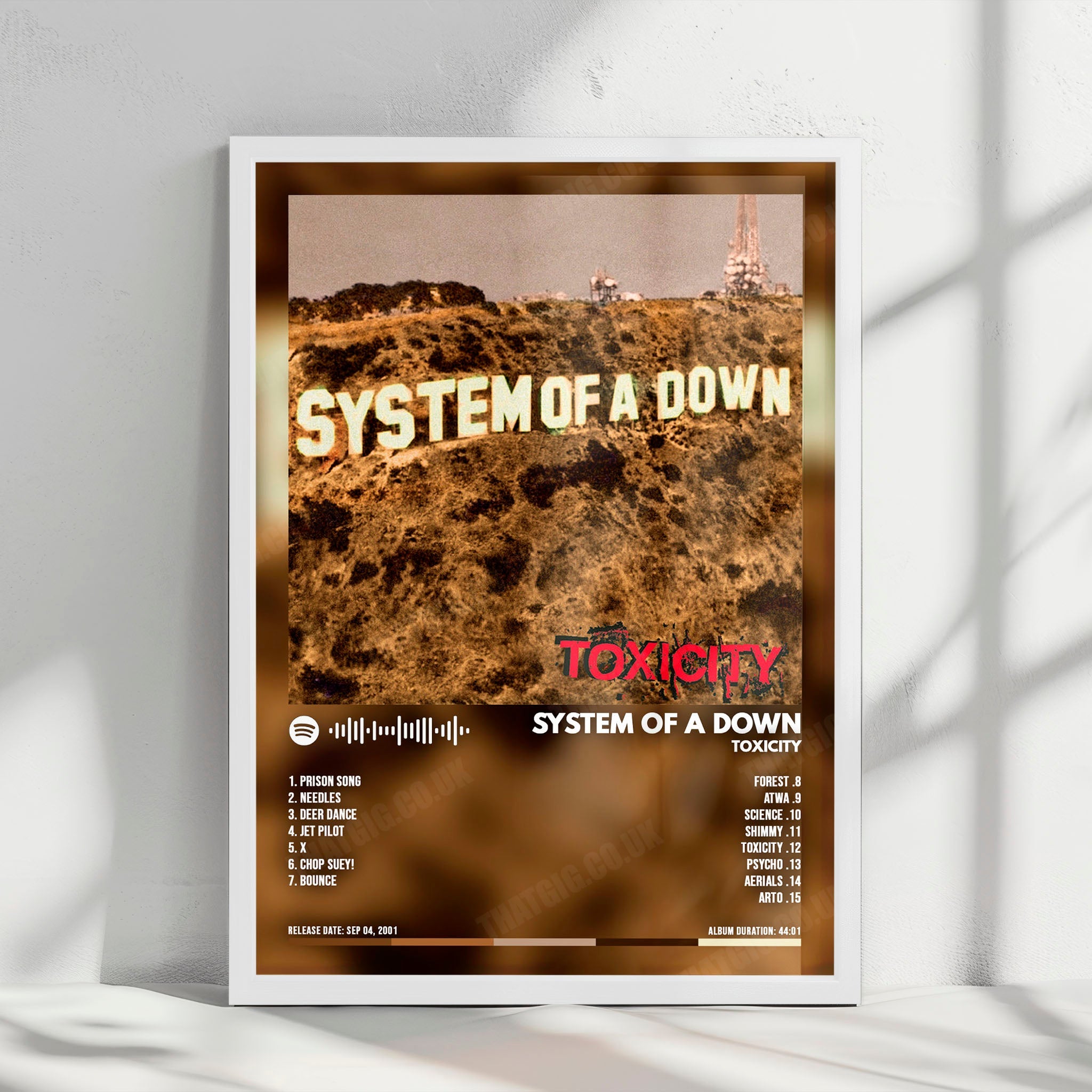System of a Down "Toxicity" Album Cover Poster - with Complete Tracklist