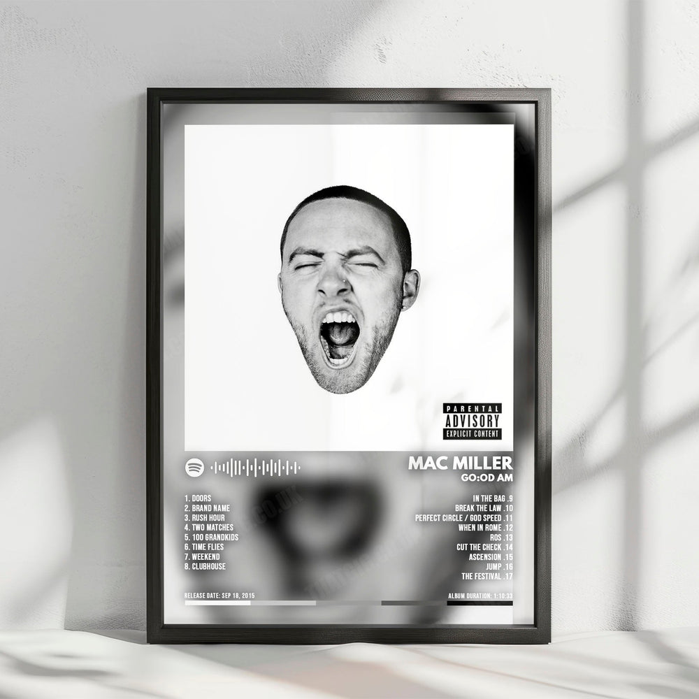 Mac Miller "GO:OD AM" Album Cover Poster - with Complete Tracklist