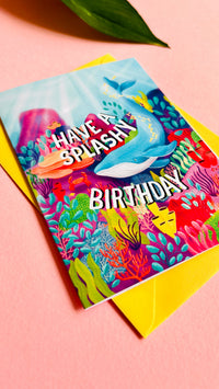 Whale Handmade Birthday Card- Cute Greetings Cards