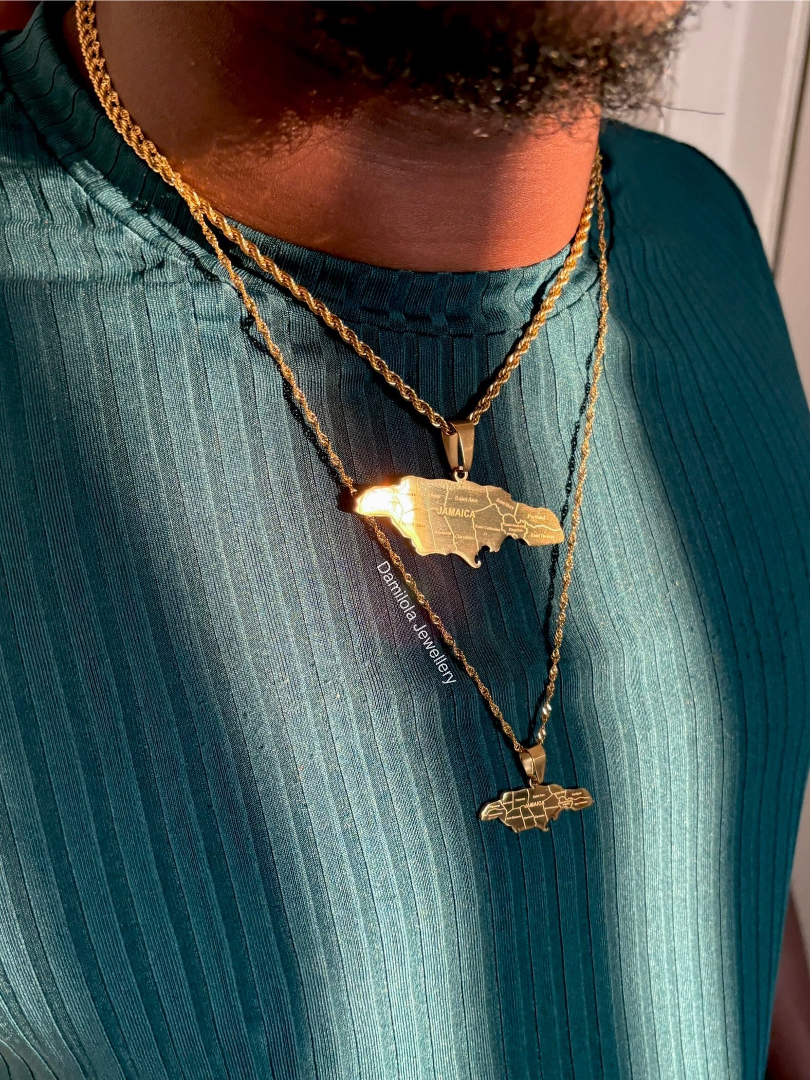 *NEW* Big Jamaica ‘14 Parish’ Engraved Map Necklace