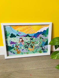 Adventuring Cats Illustration Wall Print