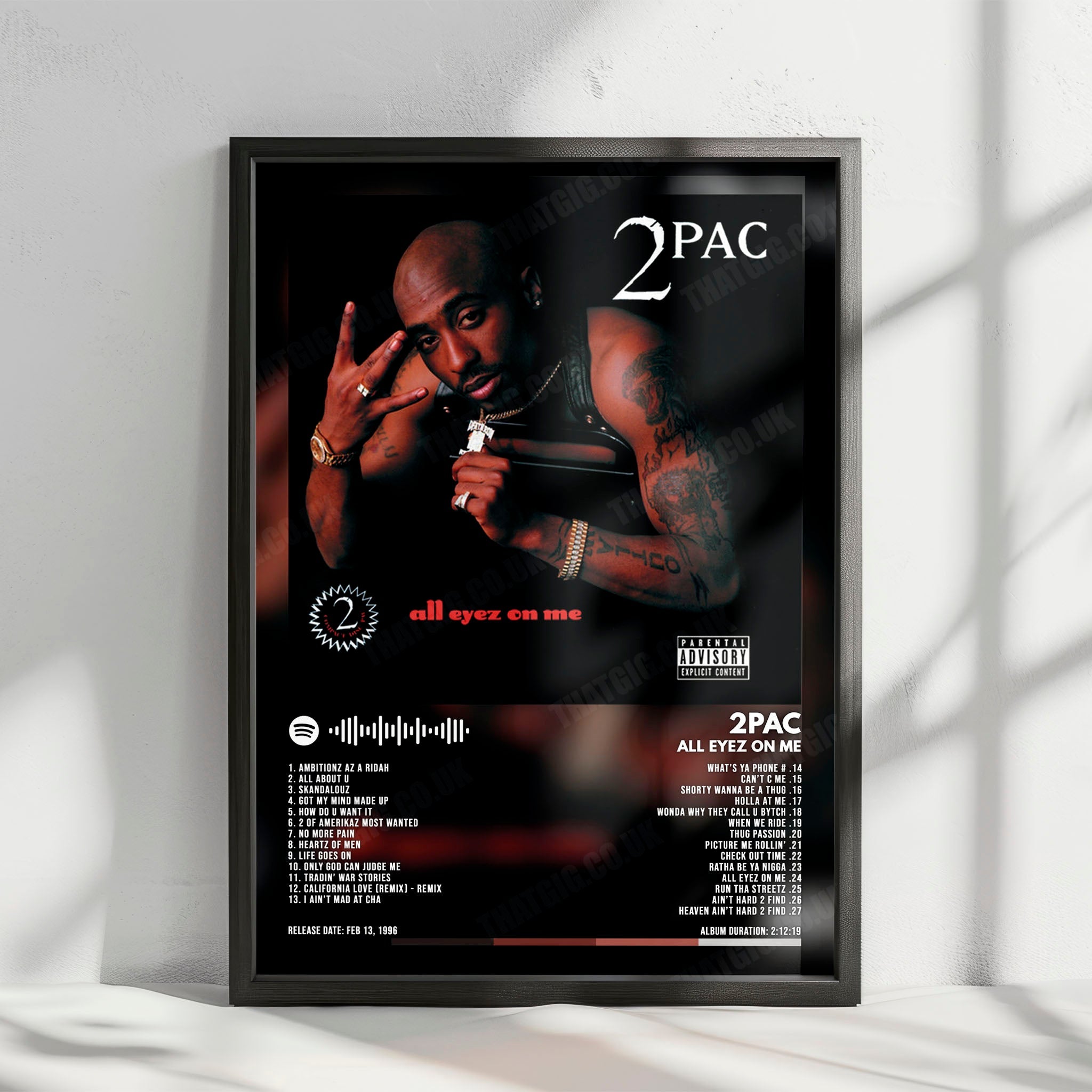 2Pac "All Eyez on Me" Album Cover Poster - with Complete Tracklist