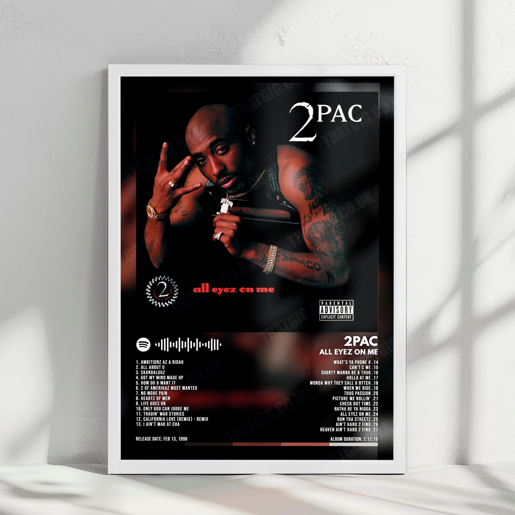2Pac "All Eyez on Me" Album Cover Poster - with Complete Tracklist
