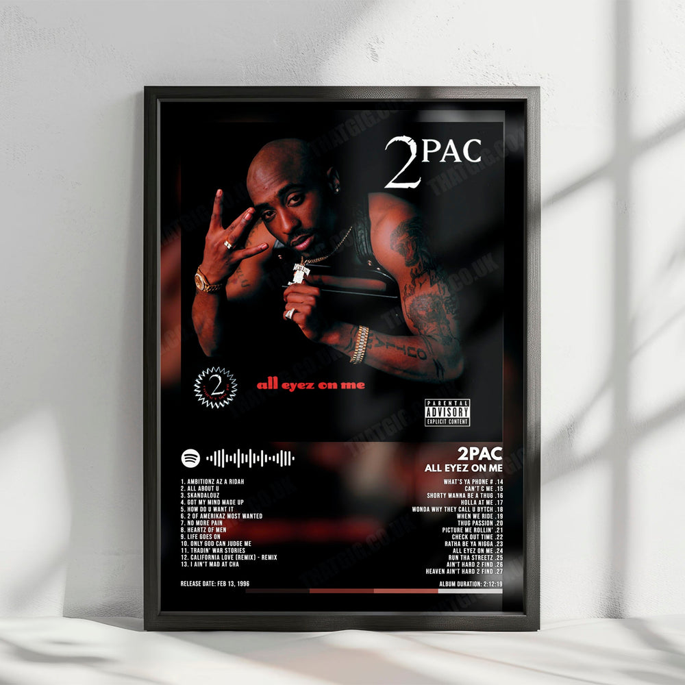 2Pac "All Eyez on Me" Album Cover Poster - with Complete Tracklist