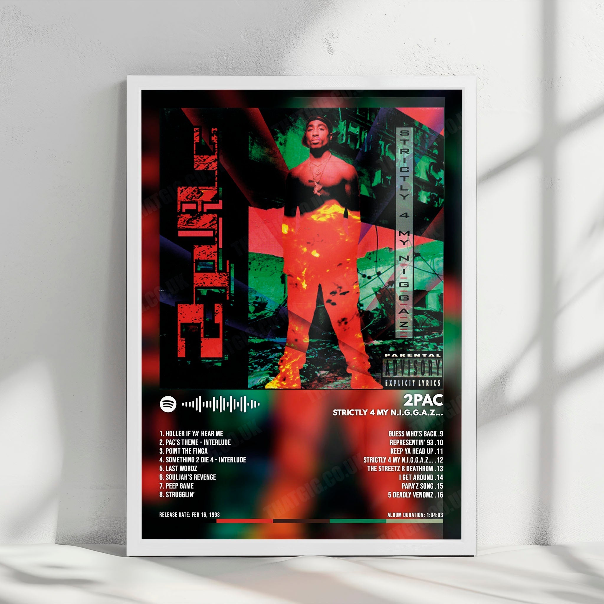 2Pac "Strictly 4 My N.I.G.G.A.Z." Album Cover Poster - with Complete Tracklist