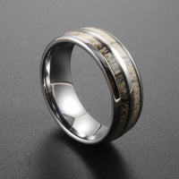 The Deneb - 8mm Polished Tungsten & Antler Inlay Ring