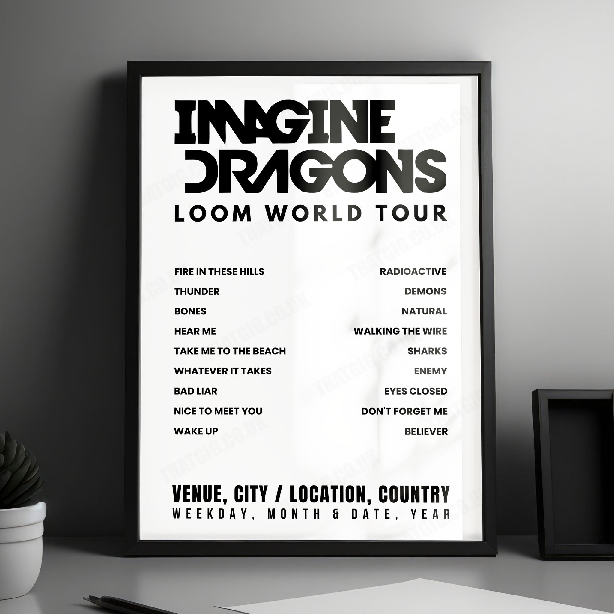 Imagine Dragons Setlist Poster - Credit Union 1 Amphitheatre, Tinley Park - August 18th, 2024
