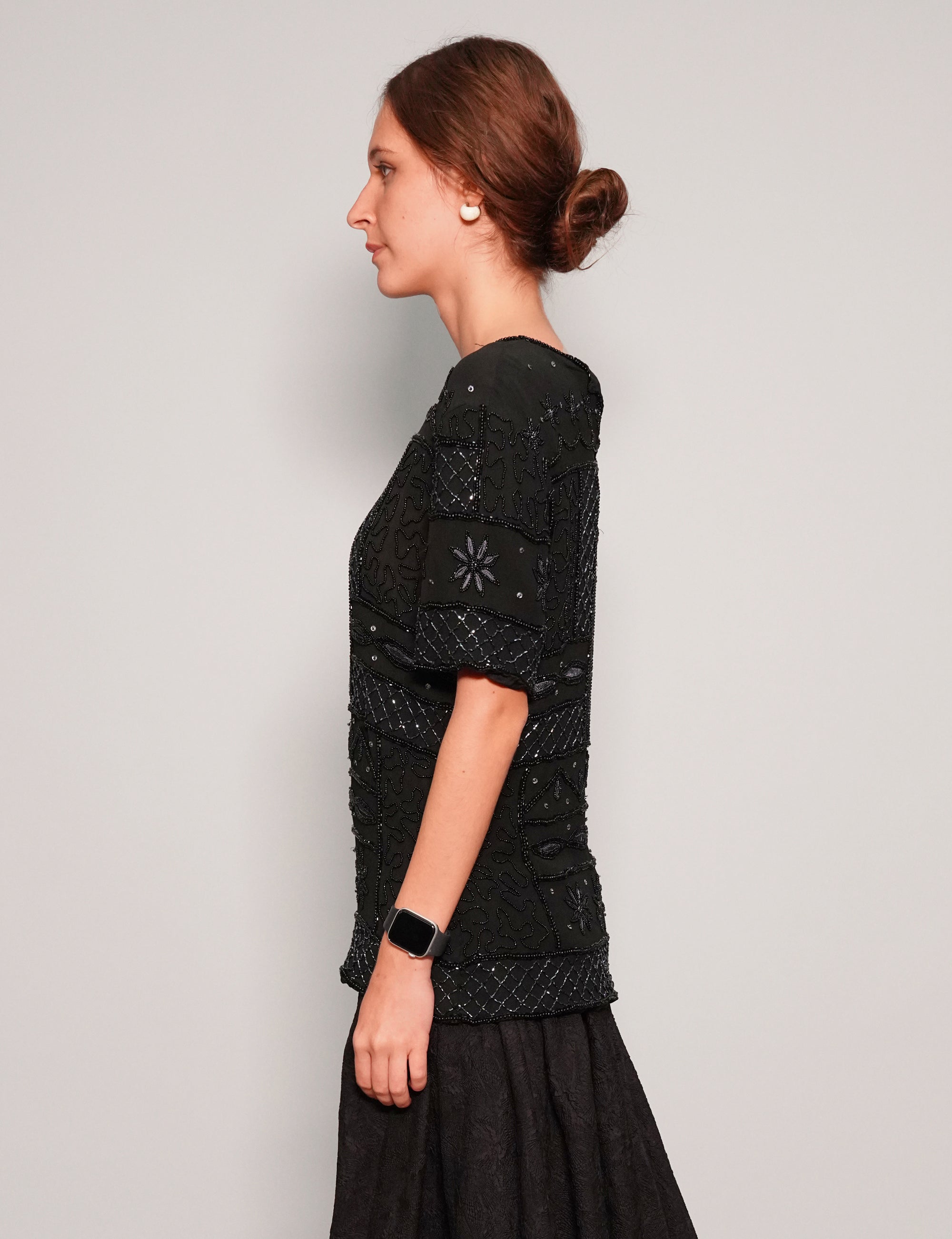 Vintage Black Sequinned Top
