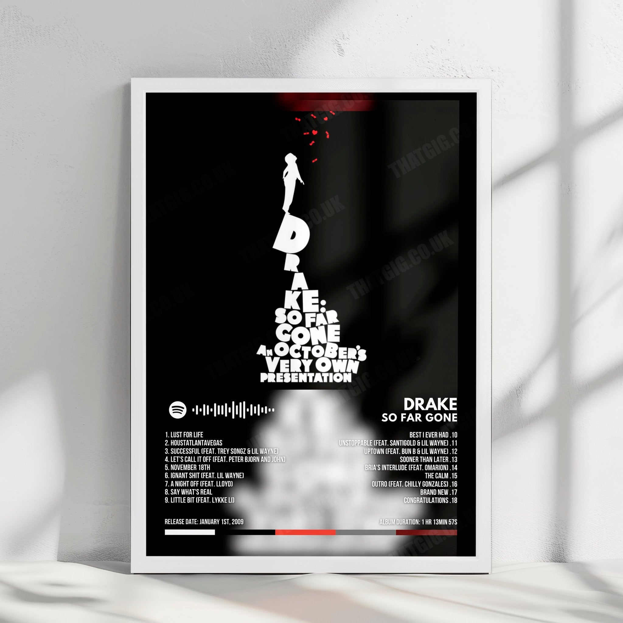 Drake "So Far Gone" Album Cover Poster - with Complete Tracklist