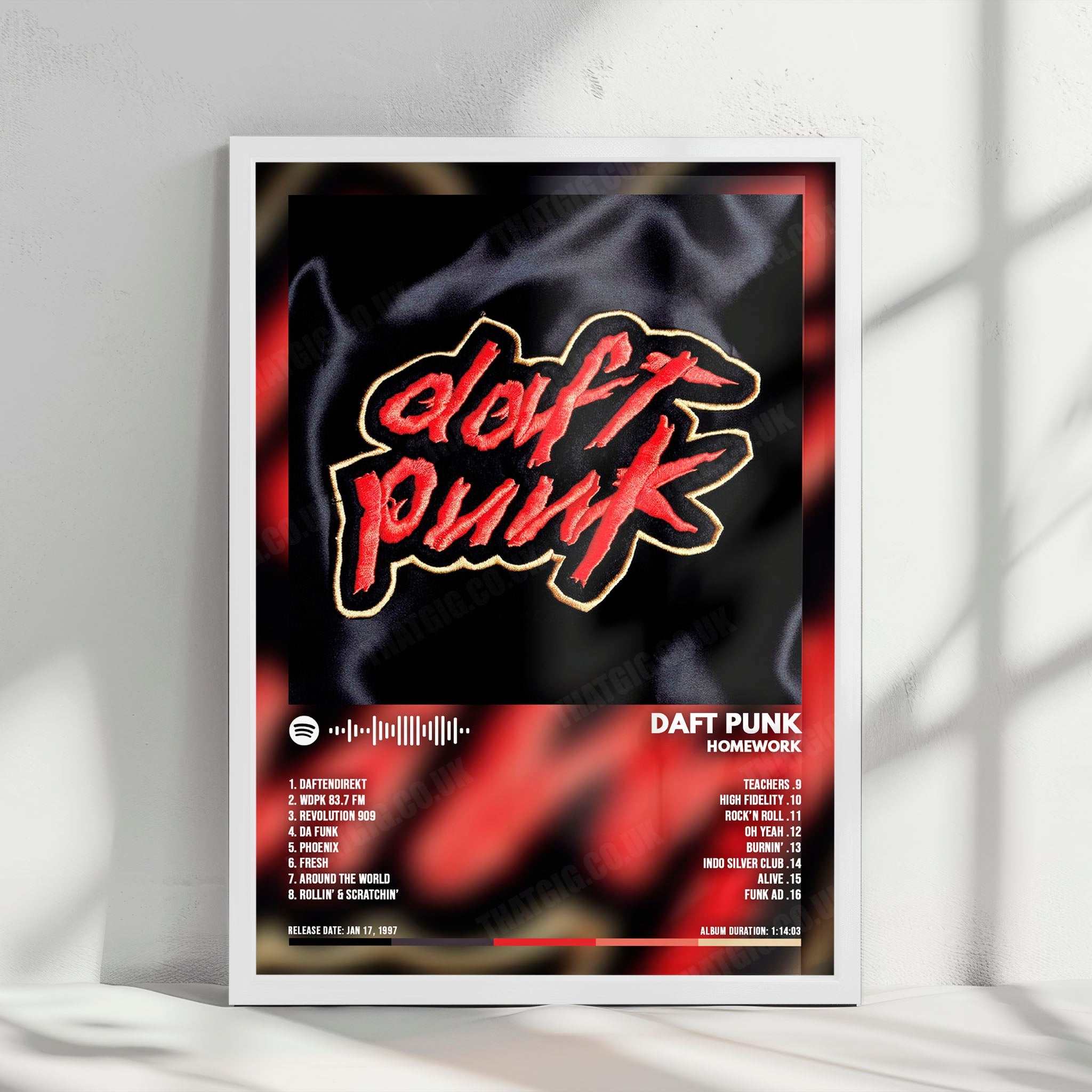 Daft Punk "Homework" Album Cover Poster - with Complete Tracklist