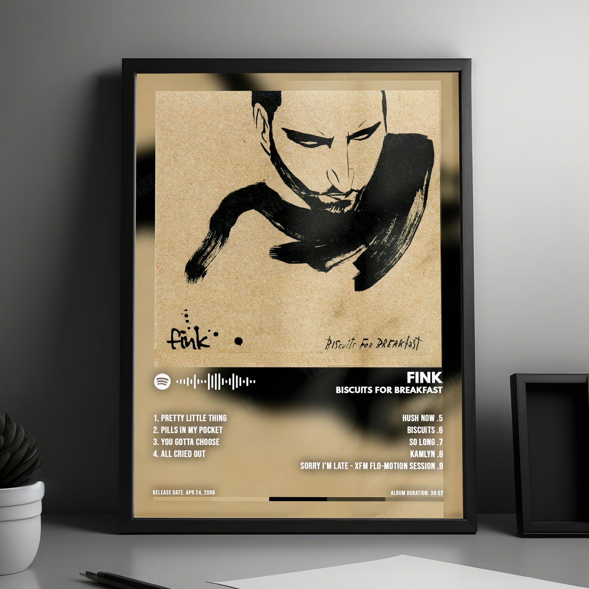 Fink "Biscuits for Breakfast" Album Cover Poster - with Complete Tracklist