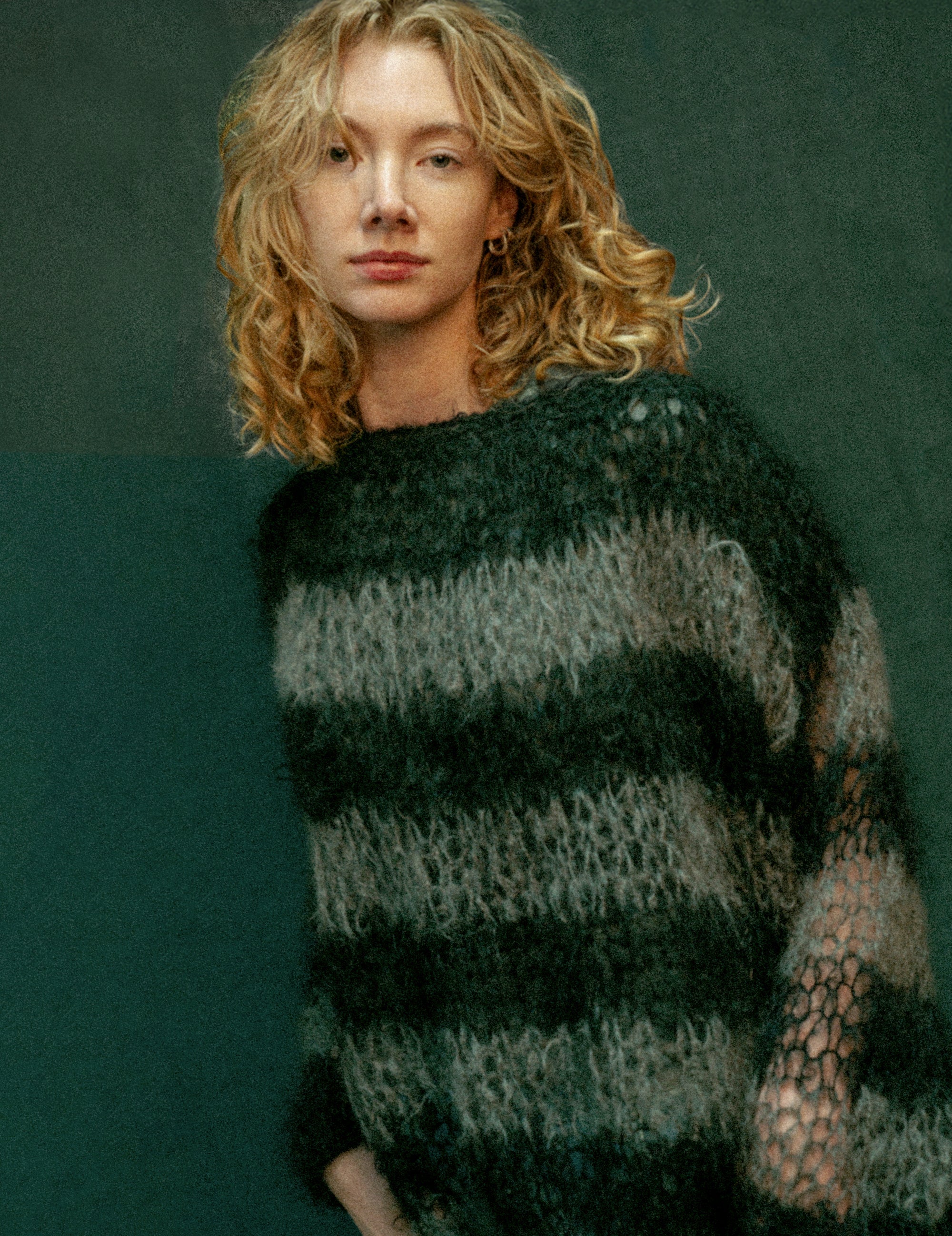"PISTOLS" Mohair Hand Knit Sweater - Grey & Black