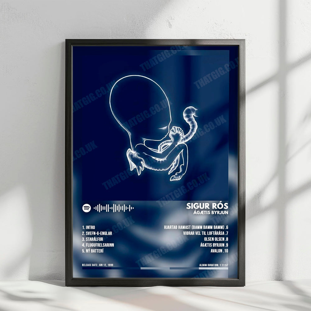 Sigur Rós "Ágætis byrjun" Album Cover Poster - with Complete Tracklist