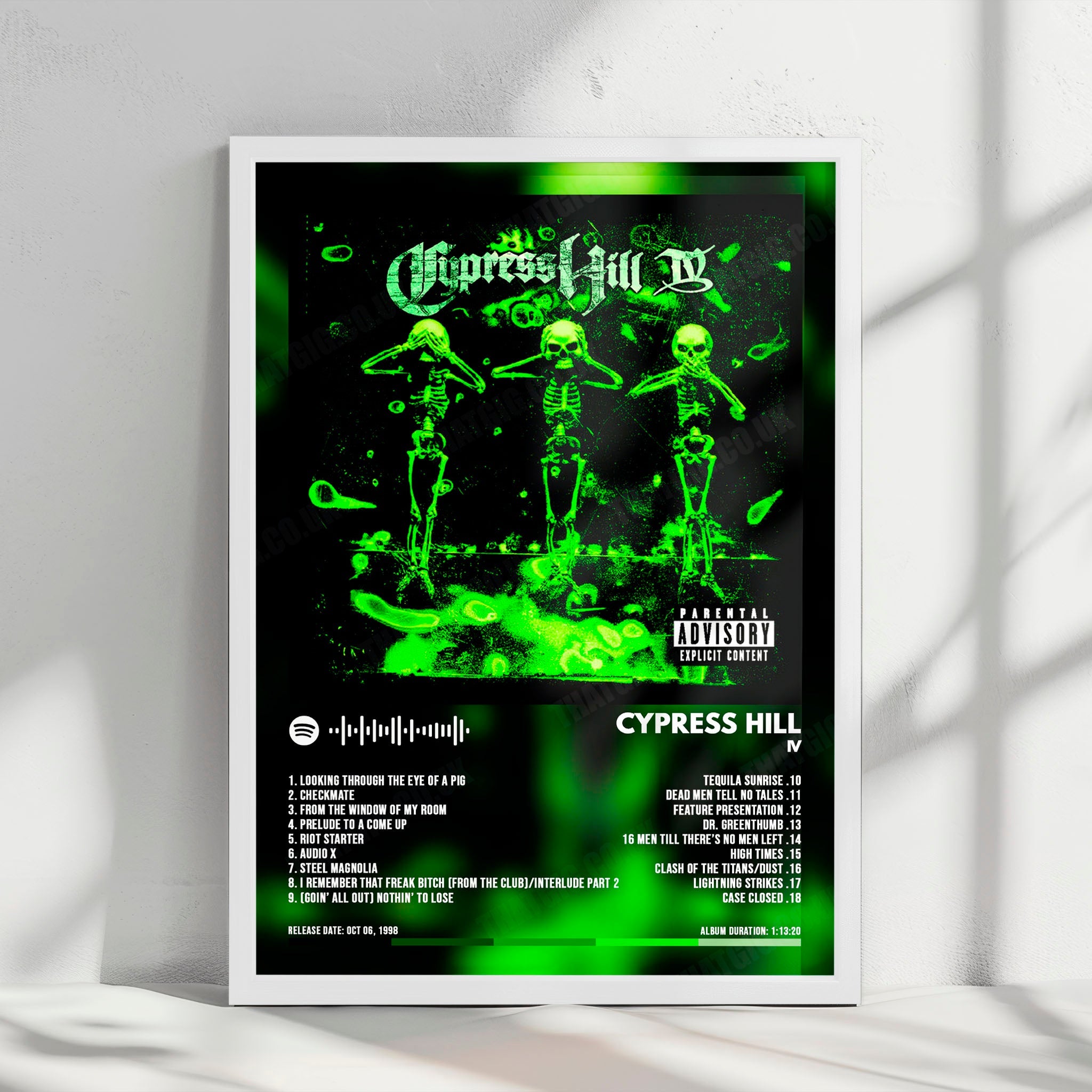 Cypress Hill "IV" Album Cover Poster - with Complete Tracklist