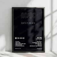AC/DC "Back in Black" Album Cover Poster - with Complete Tracklist