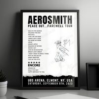 Aerosmith Setlist Poster - at UBS Arena, Elmont - September 9th, 2023