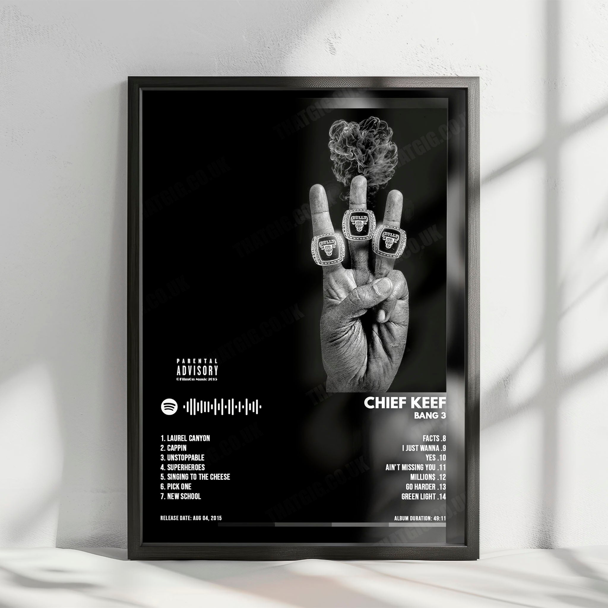 Chief Keef "Bang 3" Album Cover Poster - with Complete Tracklist