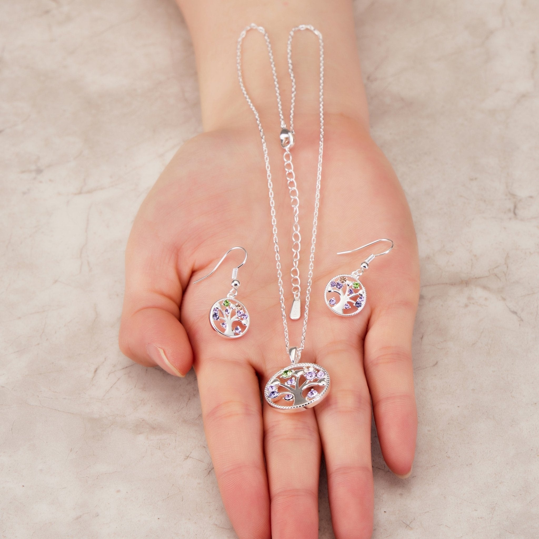 2pc Chakra Tree of Life Set Created with Zircondia® Crystals