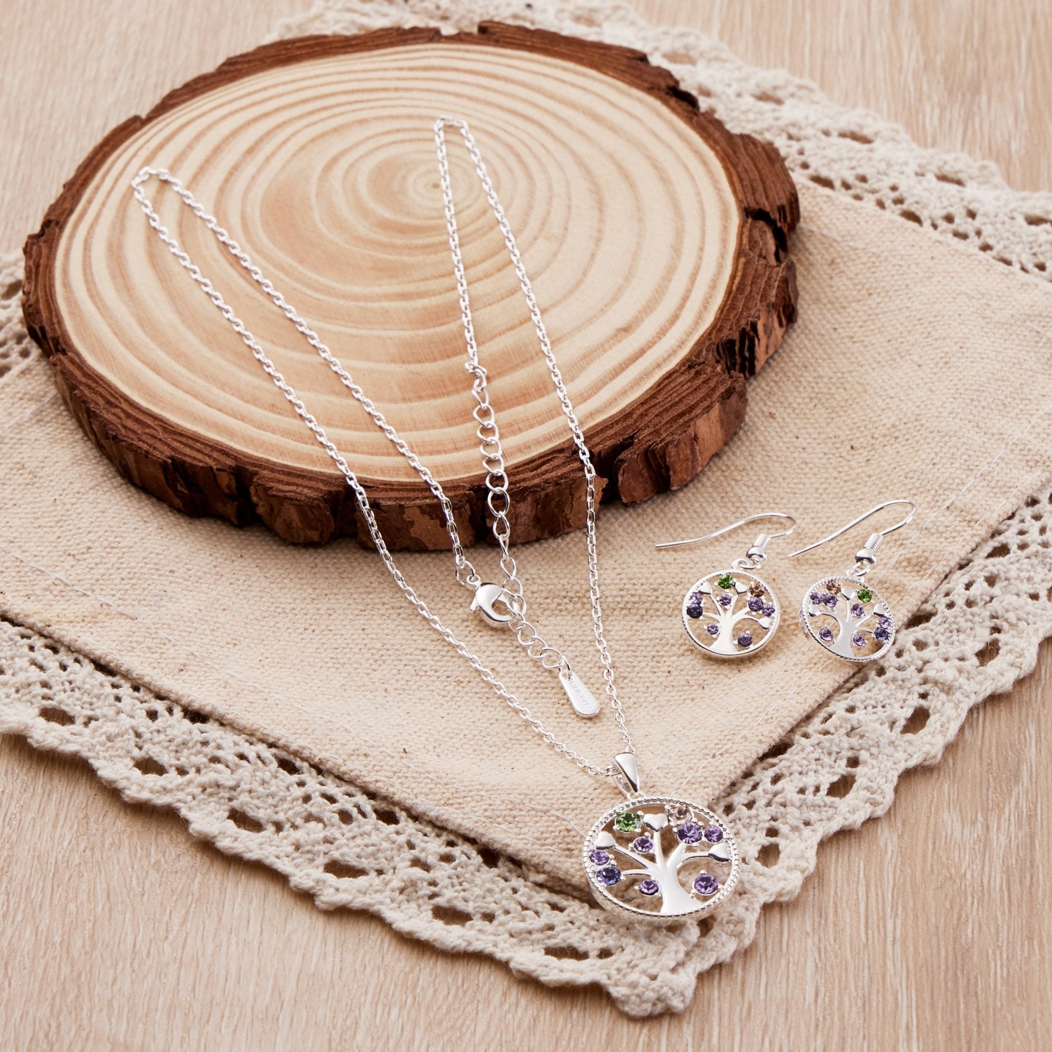 2pc Chakra Tree of Life Set Created with Zircondia® Crystals