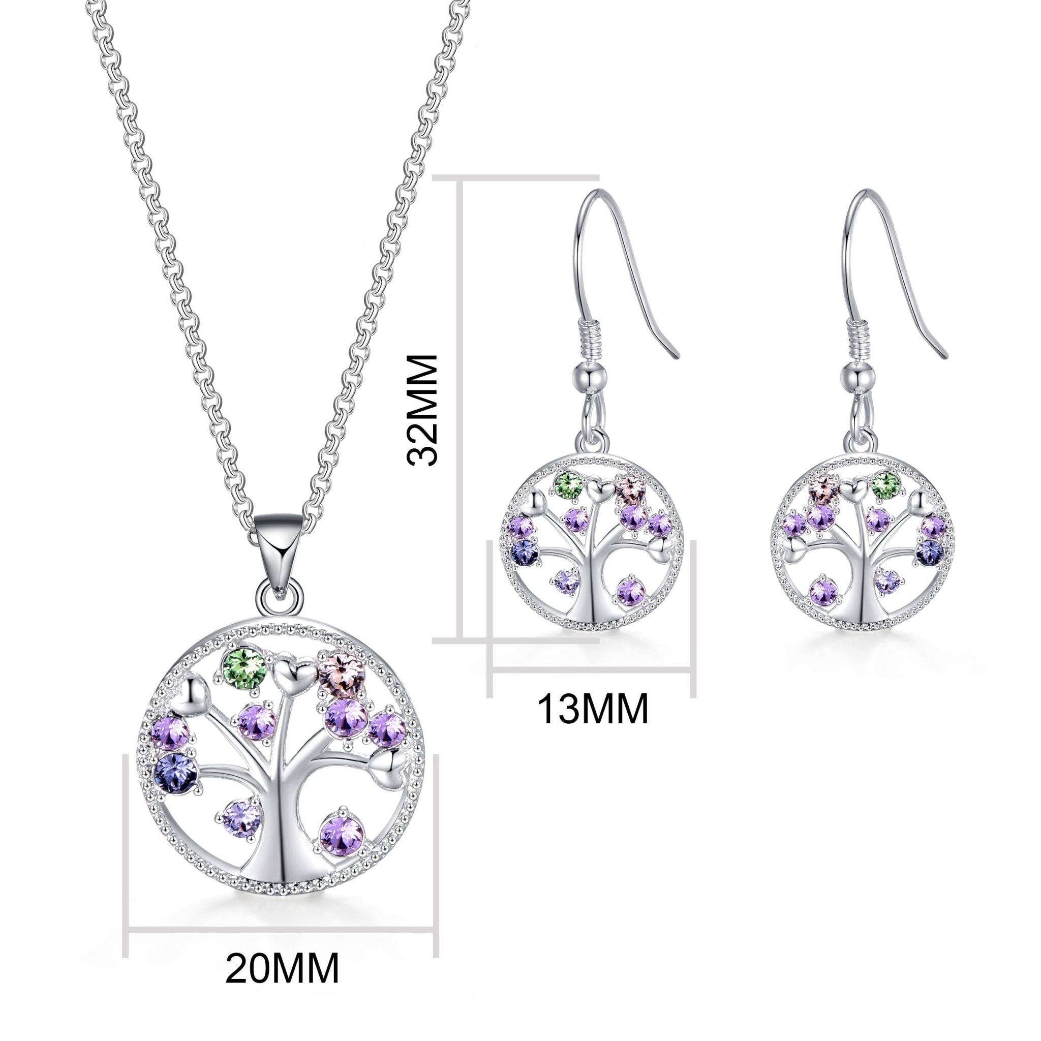 2pc Chakra Tree of Life Set Created with Zircondia® Crystals