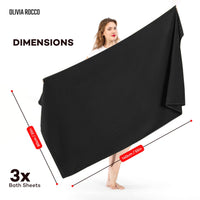 3 Pack Monaco Extra Large Bath Sheets Cotton 500GSM Highly Absorbent Towels Set for Home Gym Beach by OLIVIA ROCCO