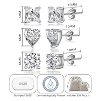 3 Pairs of Sterling Silver Shaped Earrings Created with Zircondia® Crystals