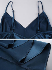 Tie Back Teal Satin Halter High Low Dress