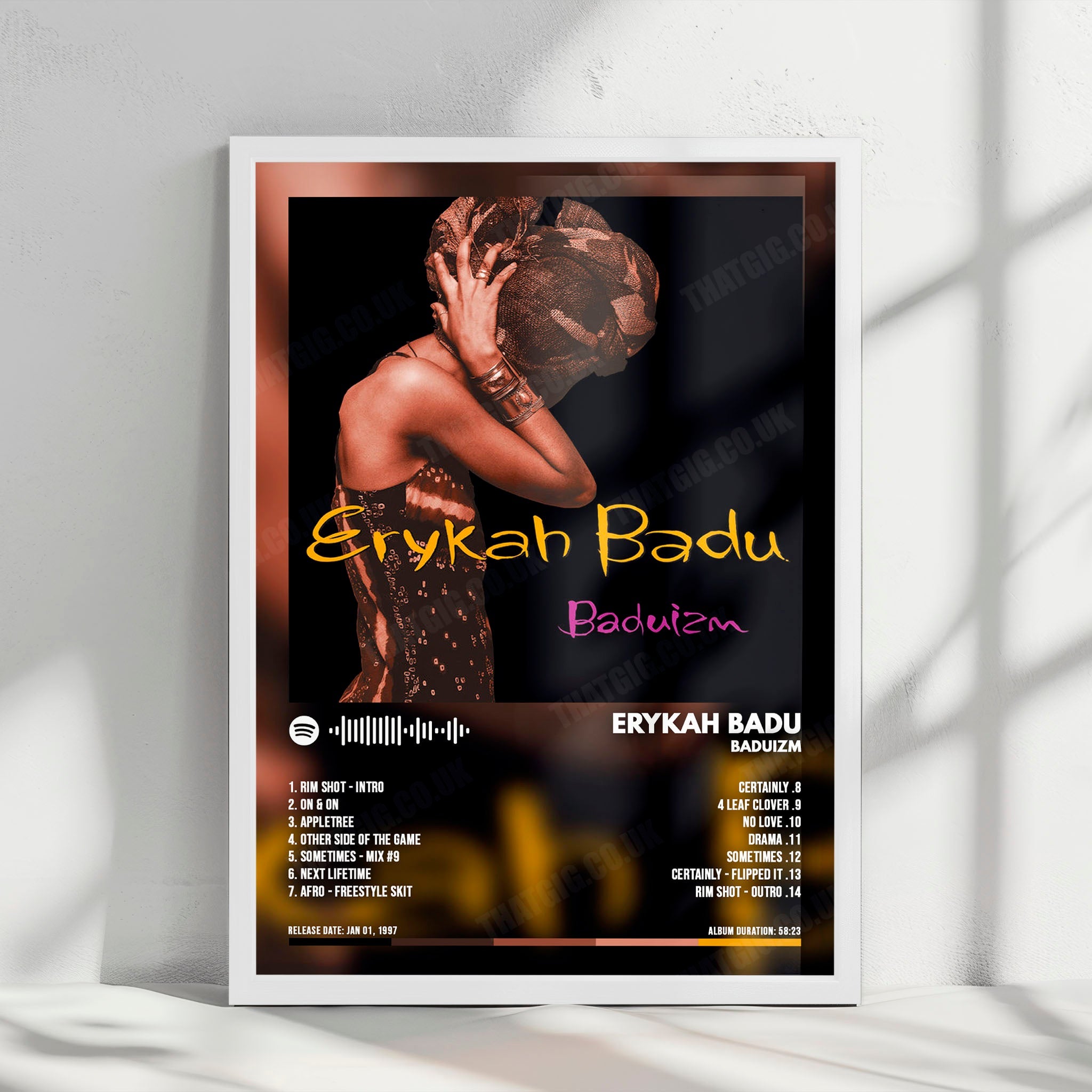 Erykah Badu "Baduizm  " Album Cover Poster - with Complete Tracklist