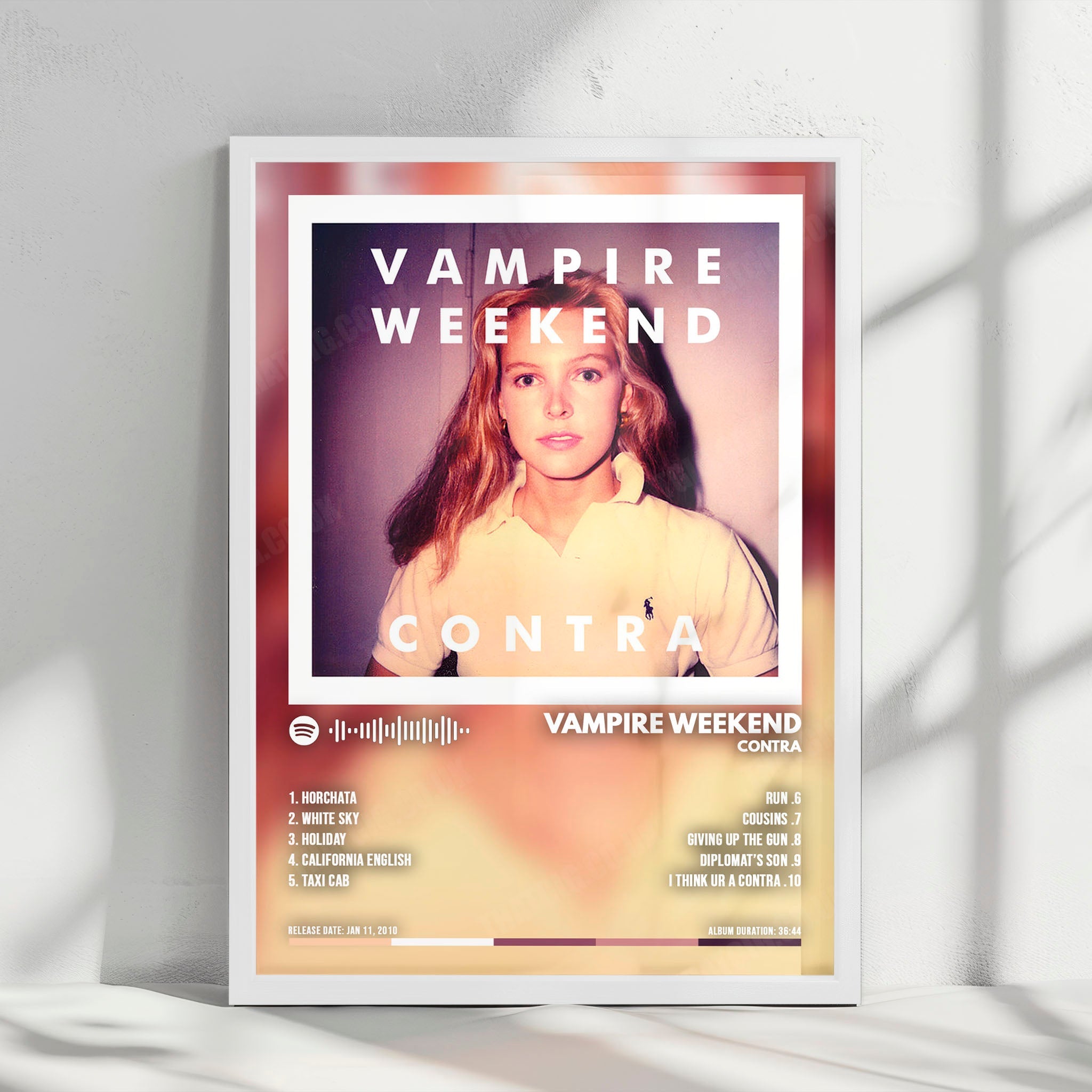 Vampire Weekend "Contra" Album Cover Poster - with Complete Tracklist