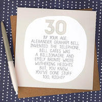 30th Birthday Card - By Your Age