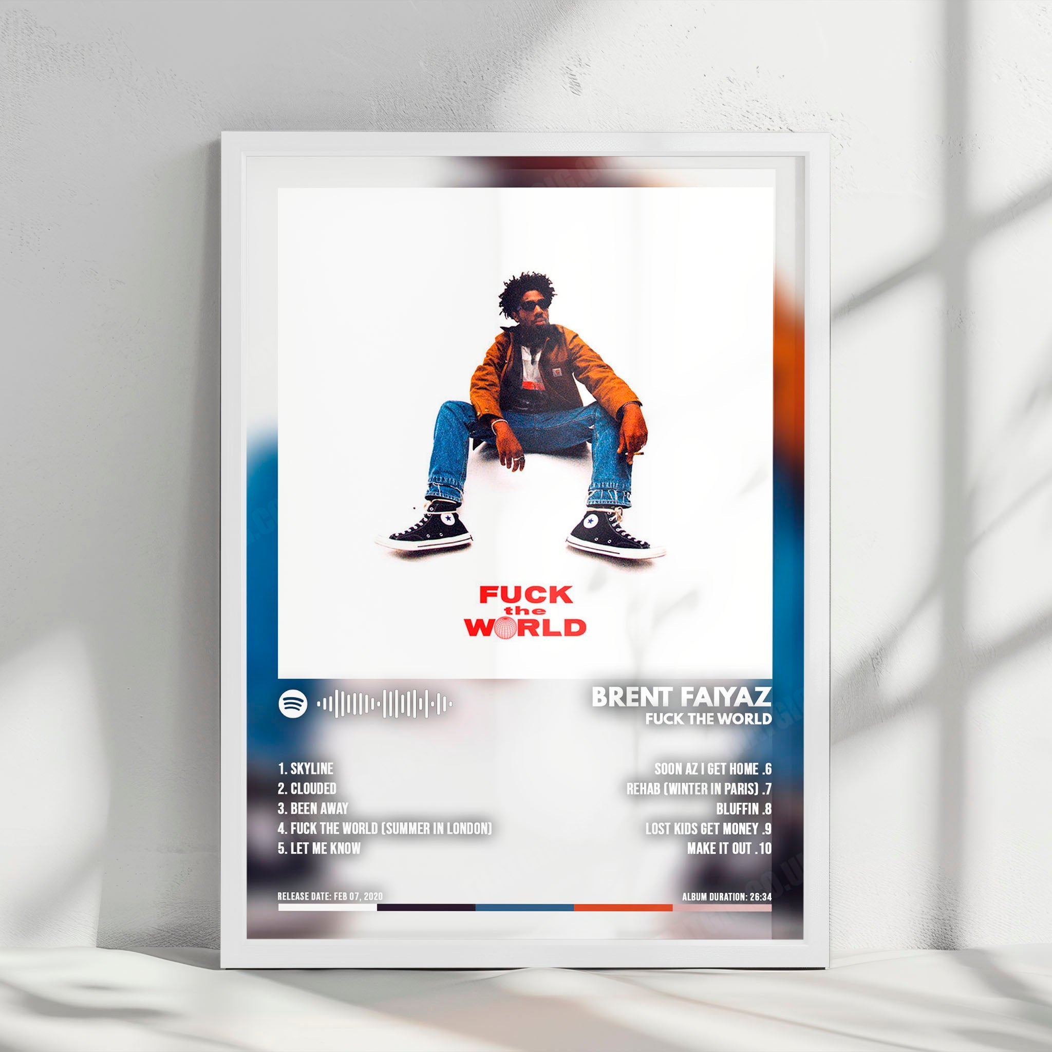 Brent Faiyaz "Fuck the World" Album Cover Poster - with Complete Tracklist