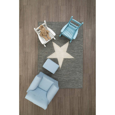 Grey and White Star Rug - Chic Cotton and Wool Design for Modern Living