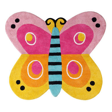 Kids Butterfly Rug - Colourful Cotton Playtime Essential for Bedrooms