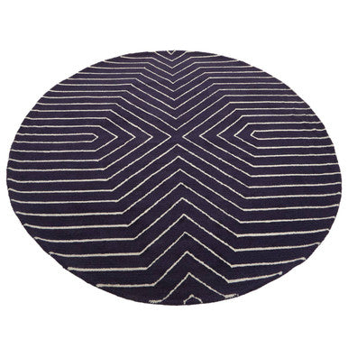 Bosie Moyo Luxury Blue and White Round Wool Rug
