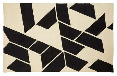 Bosie Milana Large Black and White Handwoven Geometric Rug