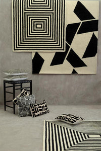 Bosie Milana Large Black and White Handwoven Geometric Rug